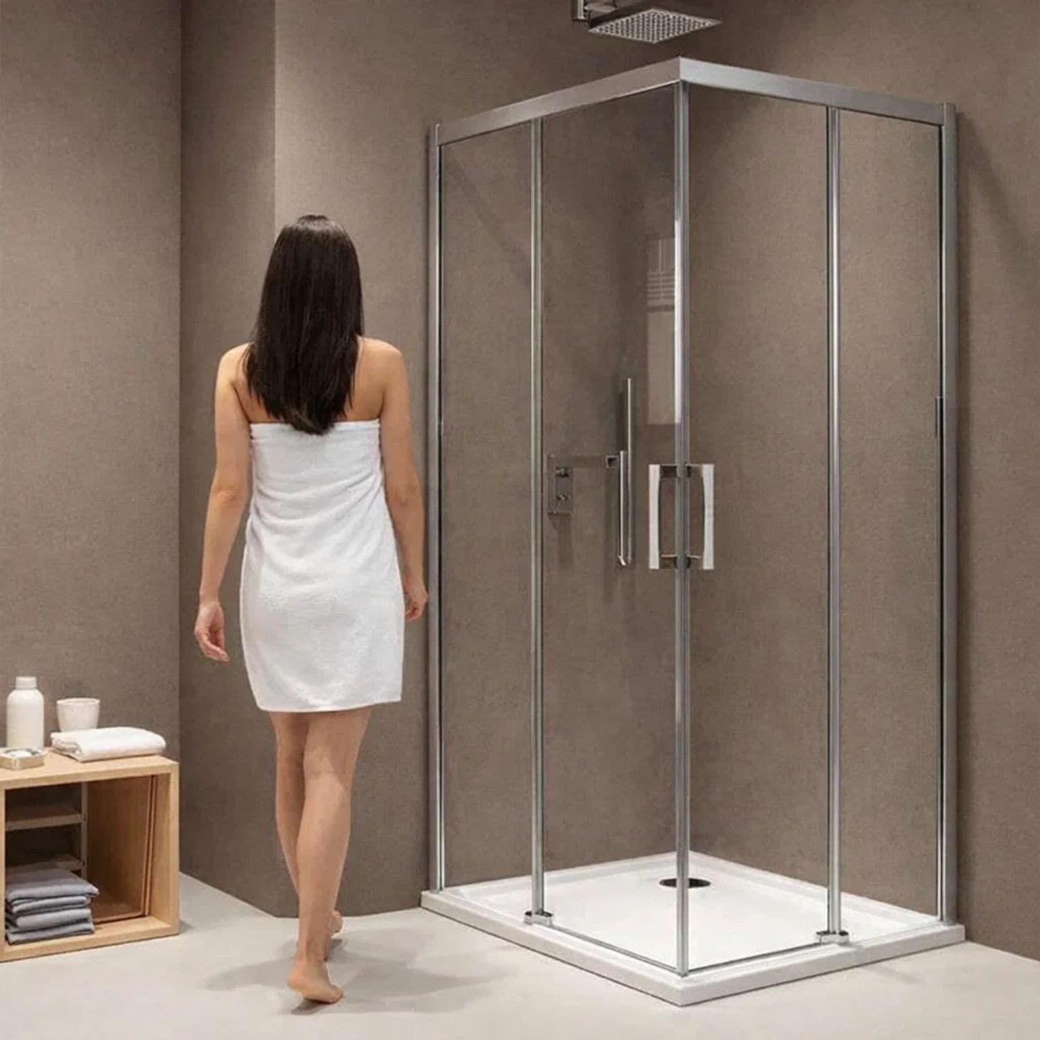 Singolo Lato Cabina Doccia Angolare Camelia Con Ante Scorrevoli cm 140 - 2
