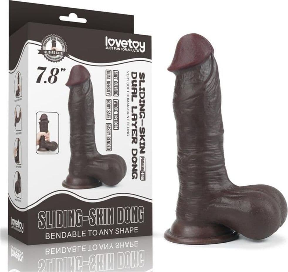 Dildo Marrone scorrevole Sliding Skin Dual Layer Dong 7.8" 19,5cm - 5