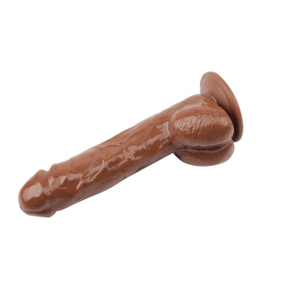 Dildo vibrante realistico con telecomando JEFF STRYKER 8.9" Marrone 22,5 cm - 4