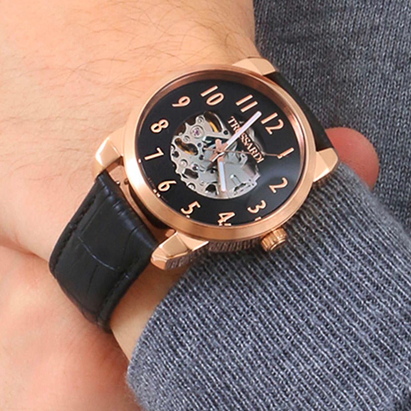 Trussardi T-City – Orologio Uomo Automatico Pelle Nero/Oro Rosa (R2421154001) - 4