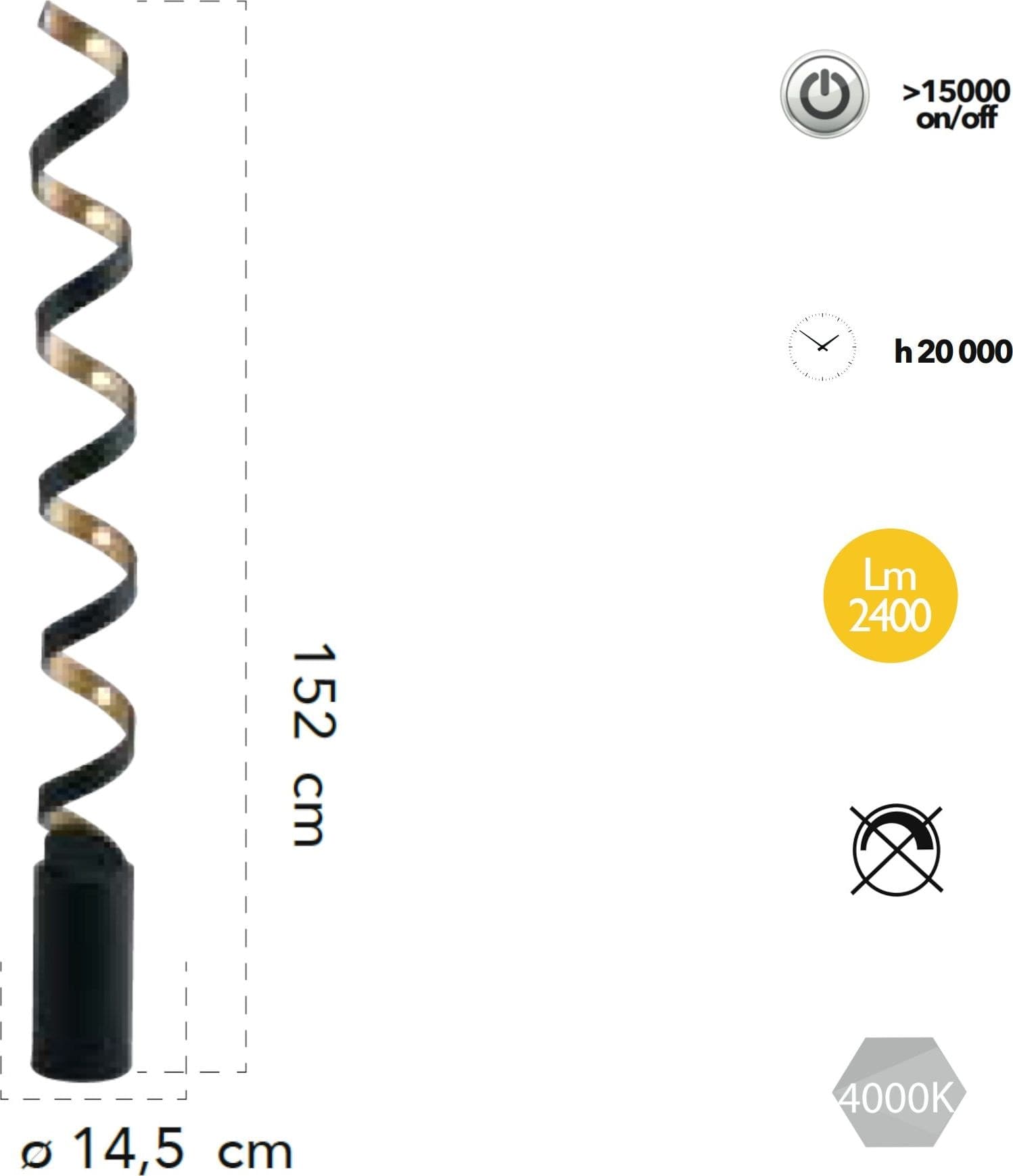 Piantana lampada da terra 30W a led nero SPIRAL - 2