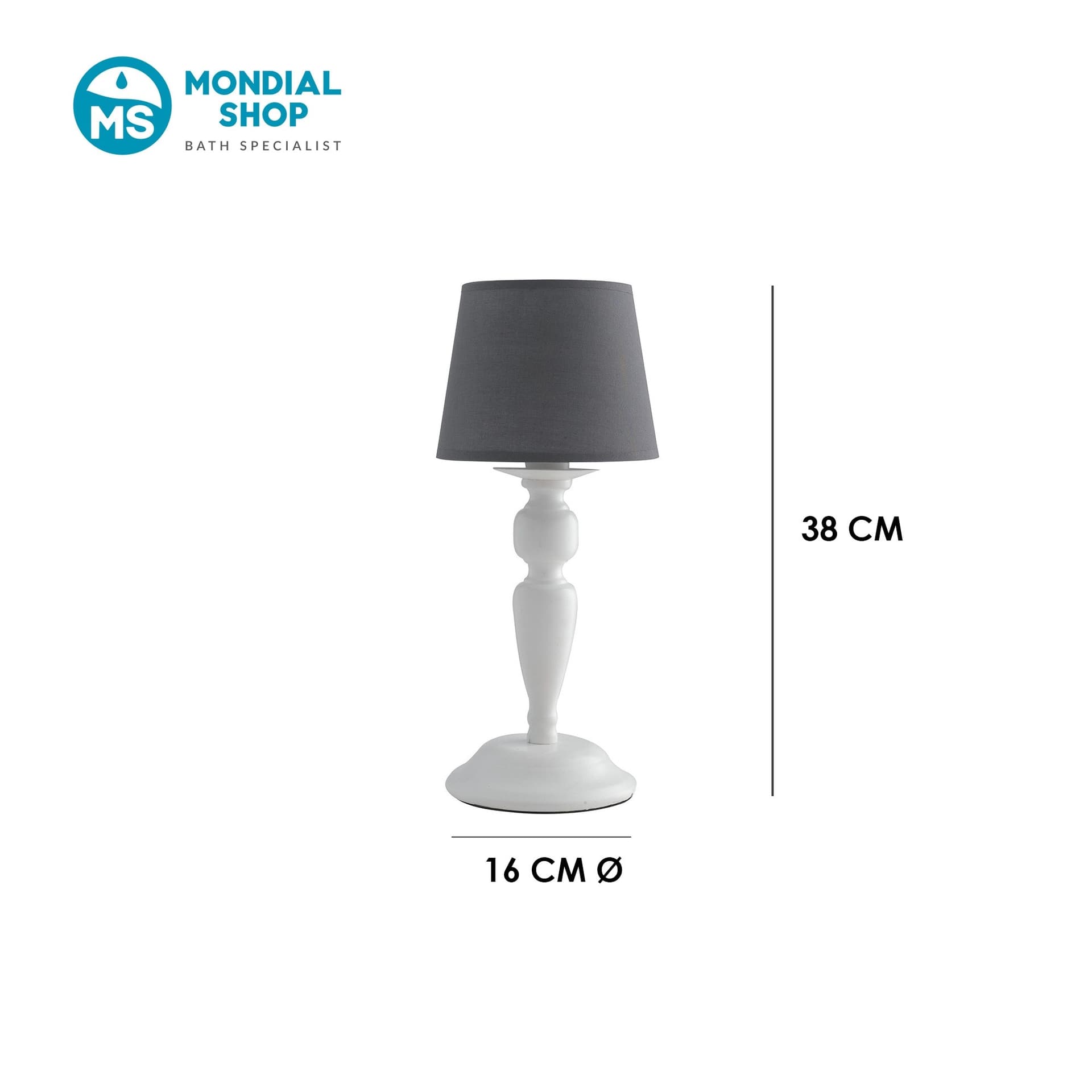 Lampada da Tavolo Classica Adatta per Salotto e Camera Bianca con paralume grigio E14 - 3
