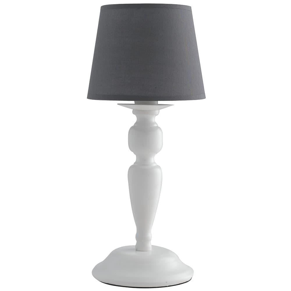 Lampada da Tavolo Classica Adatta per Salotto e Camera Bianca con paralume grigio E14 - 4