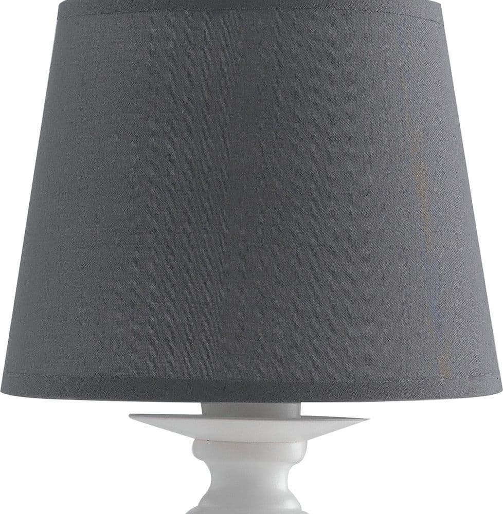 Lampada da Tavolo Classica Adatta per Salotto e Camera Bianca con paralume grigio E14 - 5