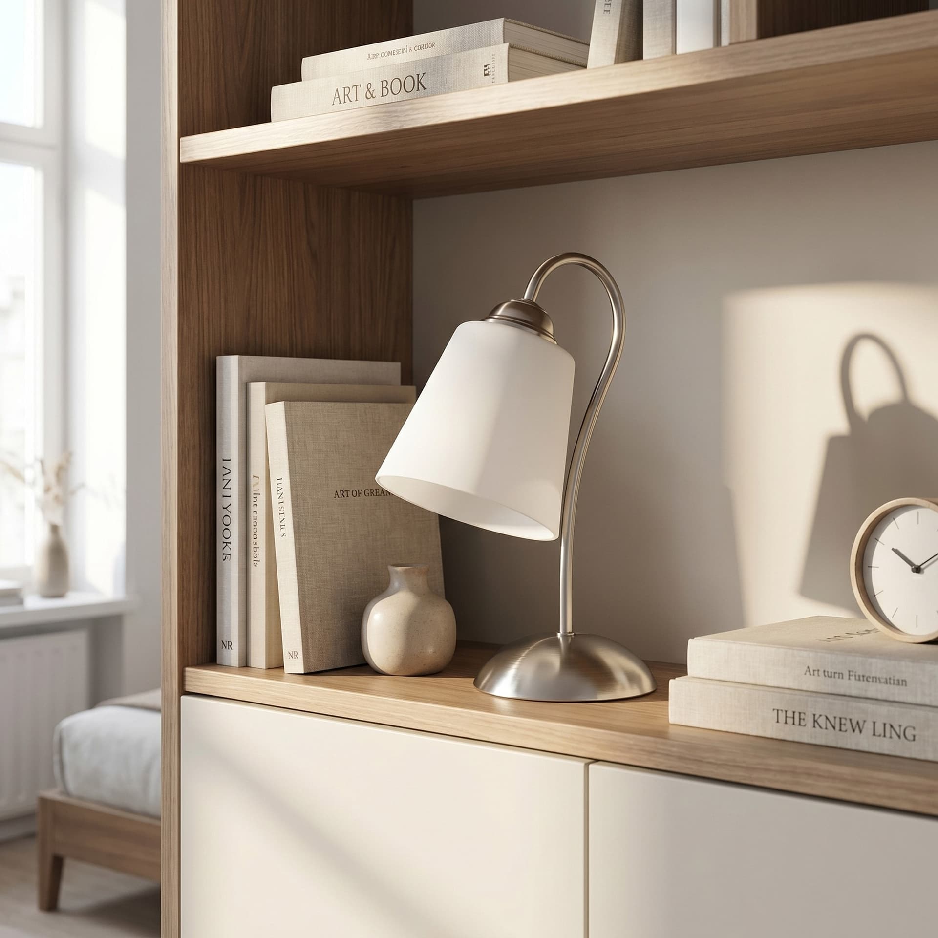 Lampada da Tavolo moderna Disponibile in nichel o oro Design minimal Lume adatto per camere e uffici E14 - 2