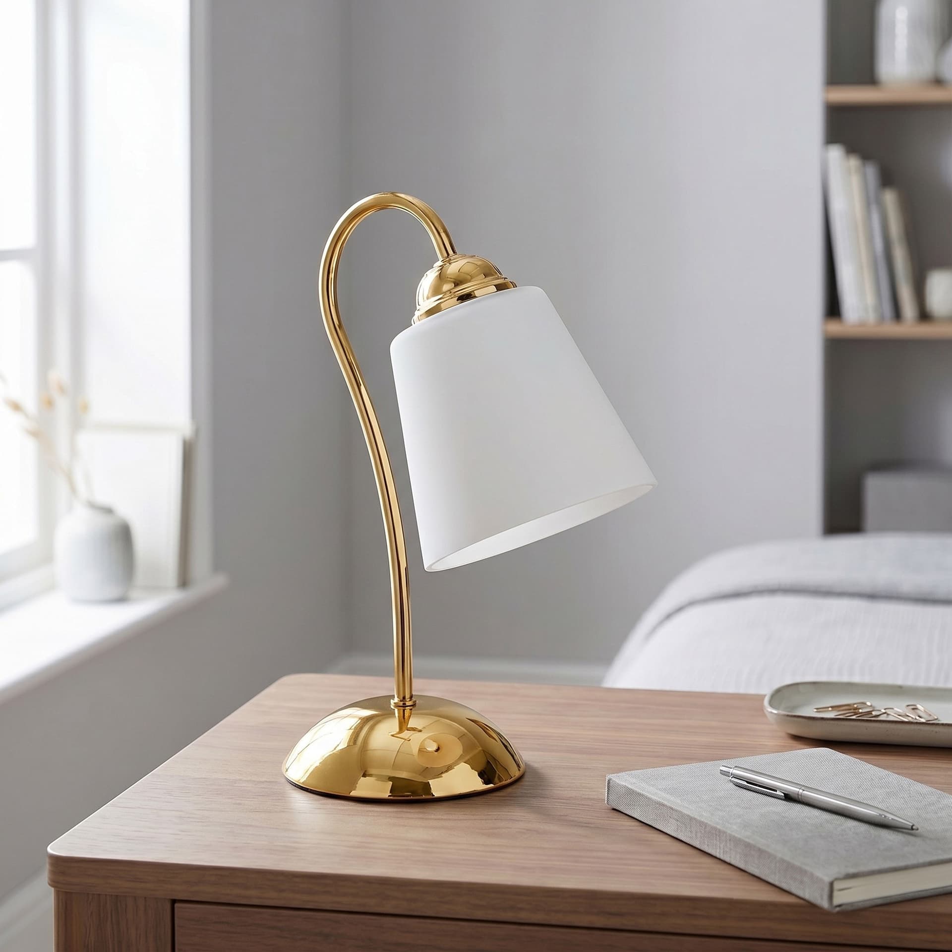 Lampada da Tavolo moderna Disponibile in nichel o oro Design minimal Lume adatto per camere e uffici E14 - 5