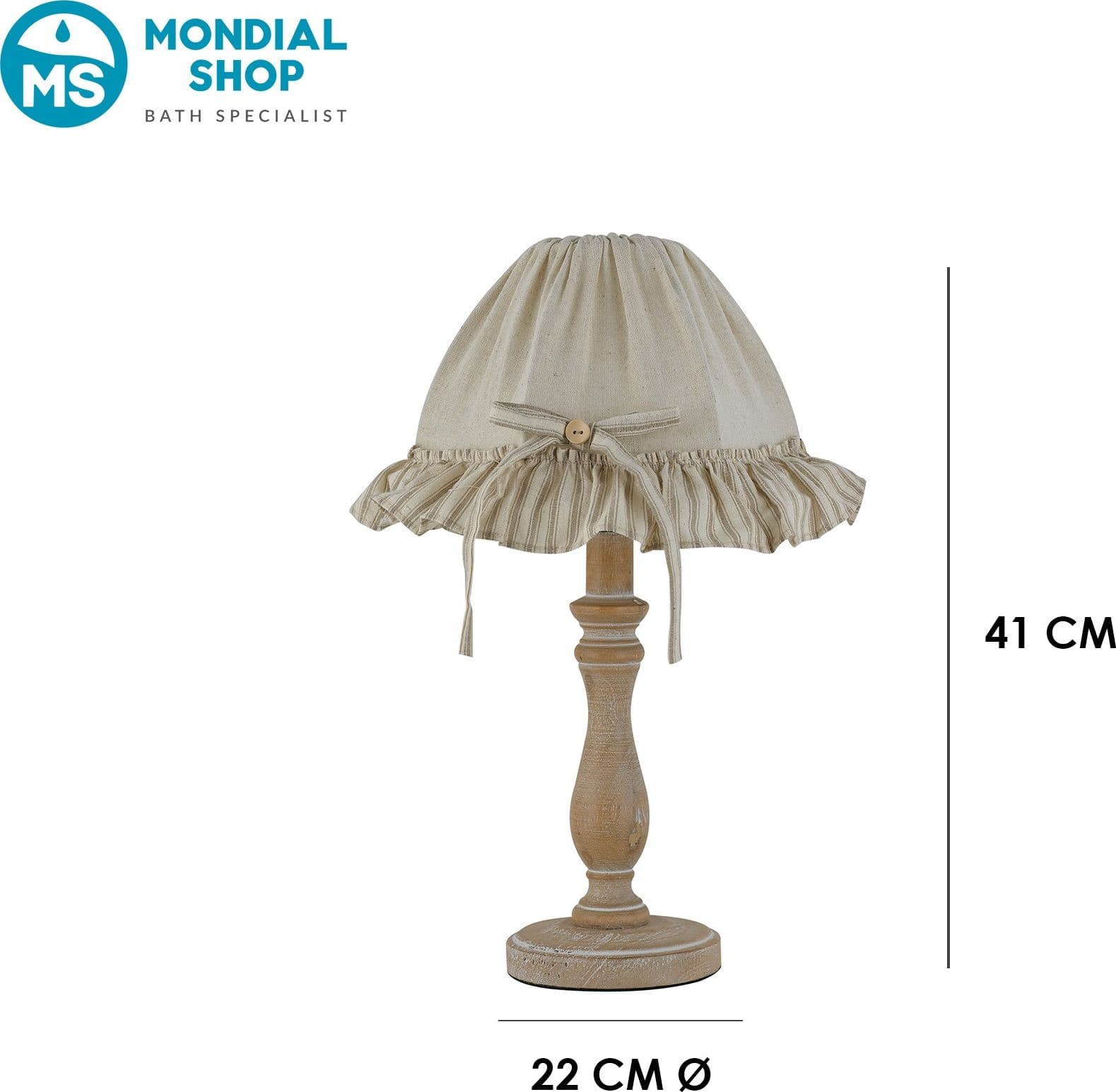 Lampada da tavolo o comodino In legno naturale Paralume decorato in tessuto beige Adatta per camere e salotti E14 - 3