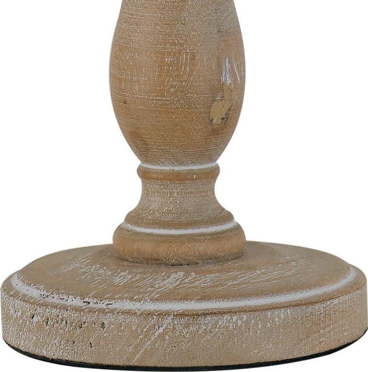 Lampada da tavolo o comodino In legno naturale Paralume decorato in tessuto beige Adatta per camere e salotti E14 - 6