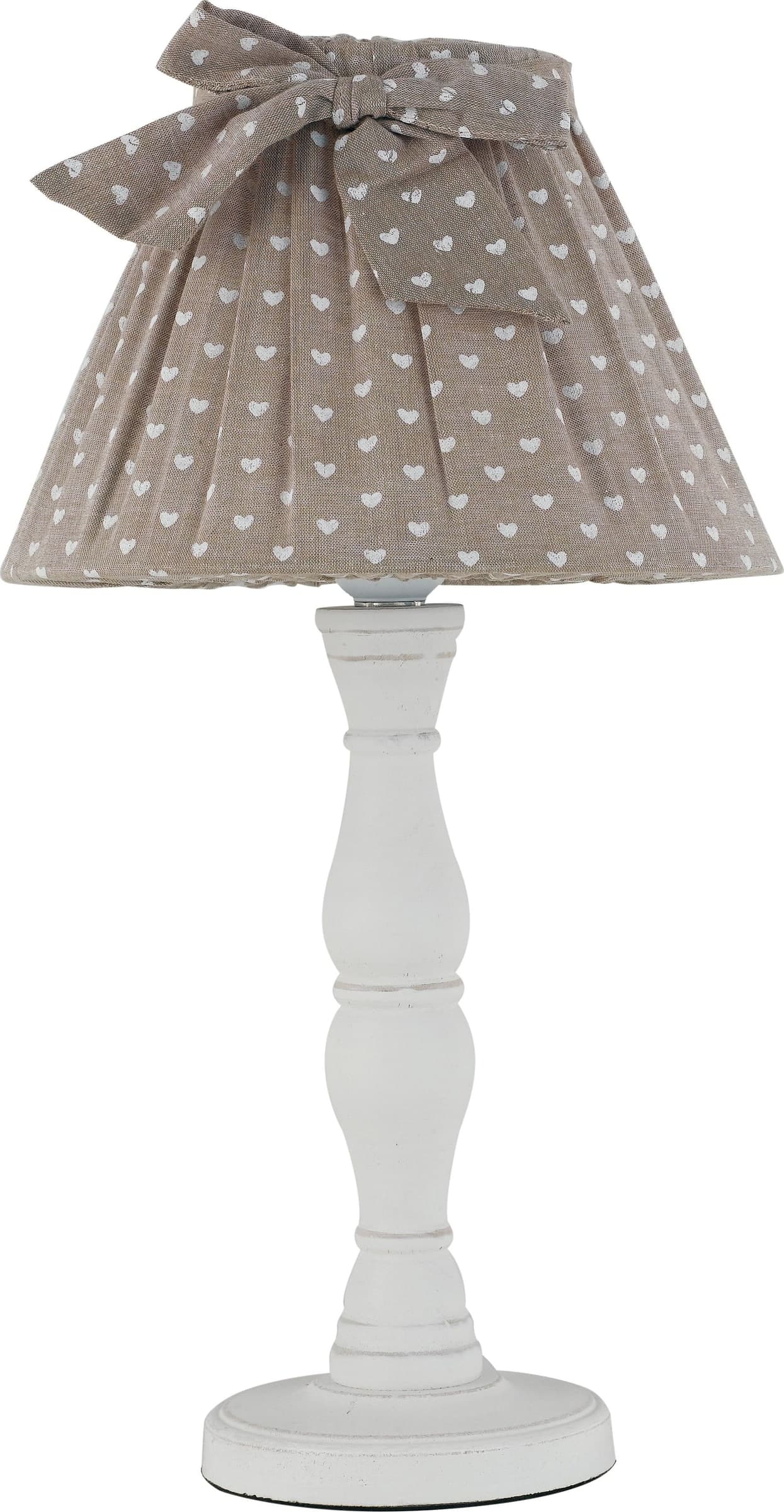 Lampada da Tavolo Classica Adatta per salotti e cameretta In legno naturale con paralume beige decorato E27 - 4