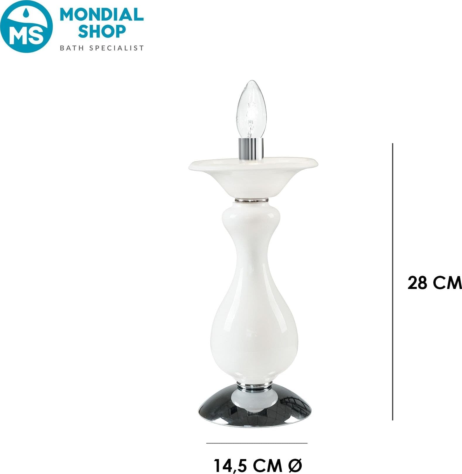 Lampada da Tavolo Classica Adatta per salotto e camera In pasta di vetro bianca E14 - 3