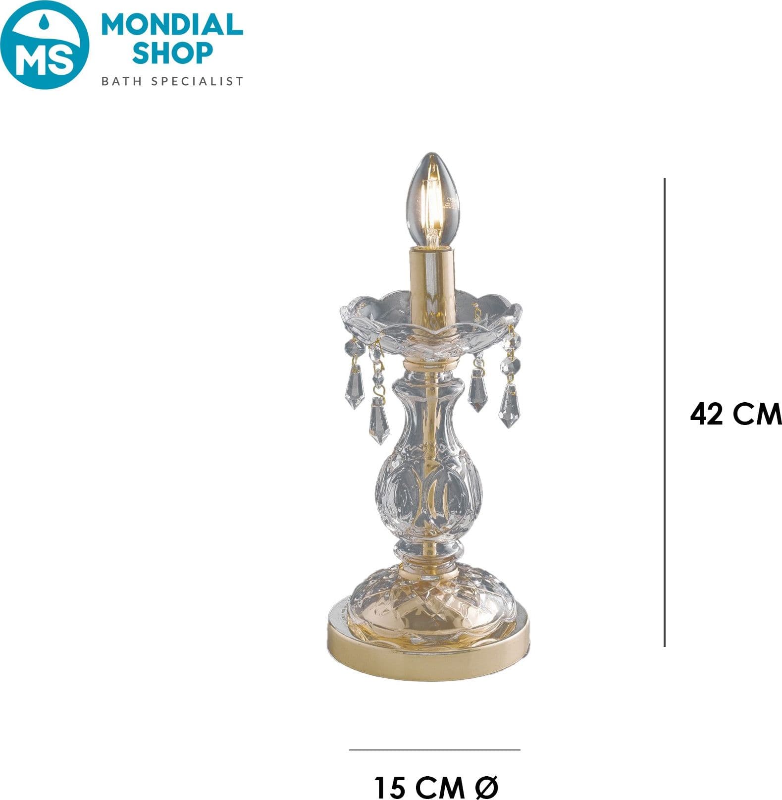 Lampada da tavolo o comodino Elegante Adatta per salotto e camera In cristalli K9 e oro E14 - 3