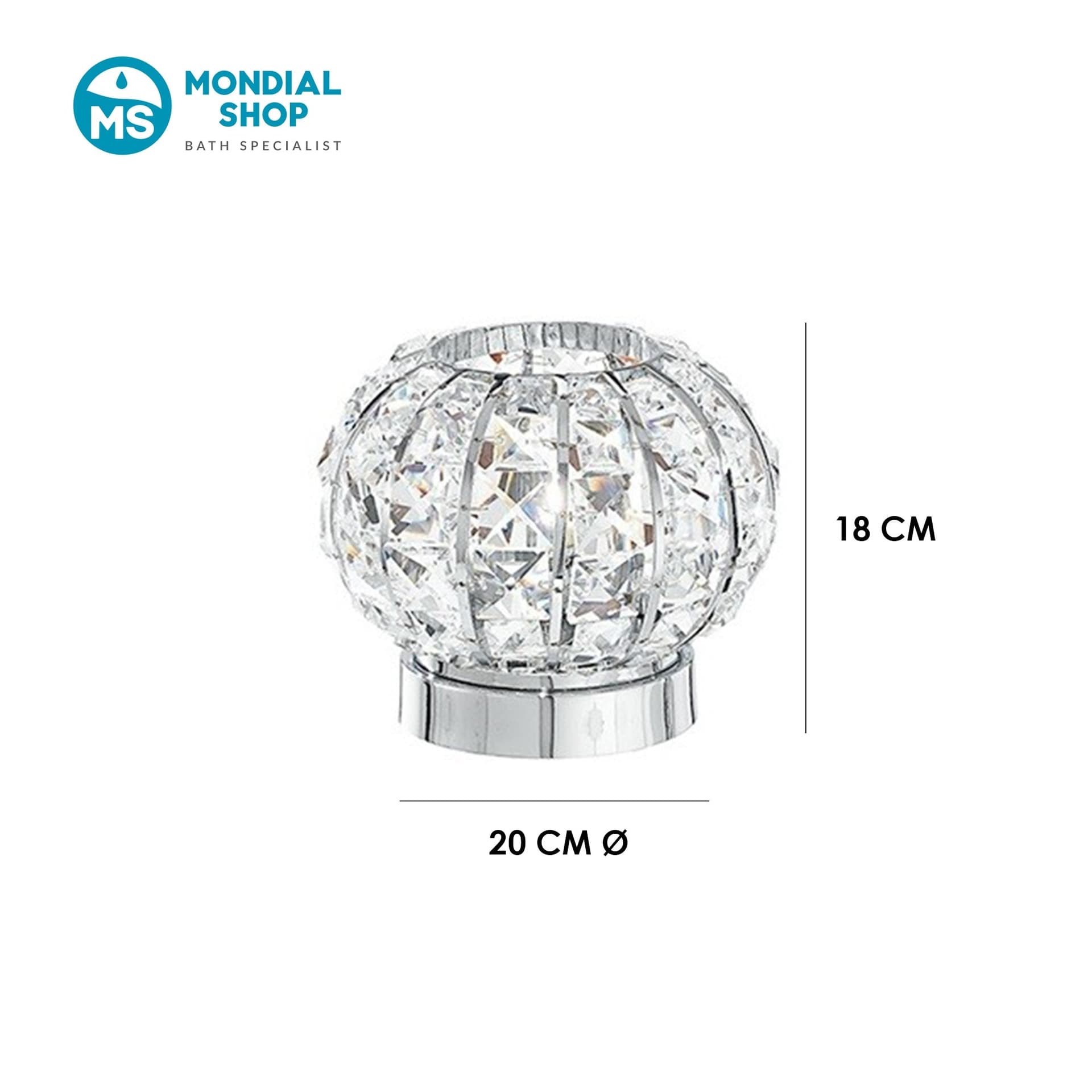 Lampada da Tavolo Tonda Con cristalli K9 squadrati In metallo cromo Disponibile in 2 dimensioni G9 - 4