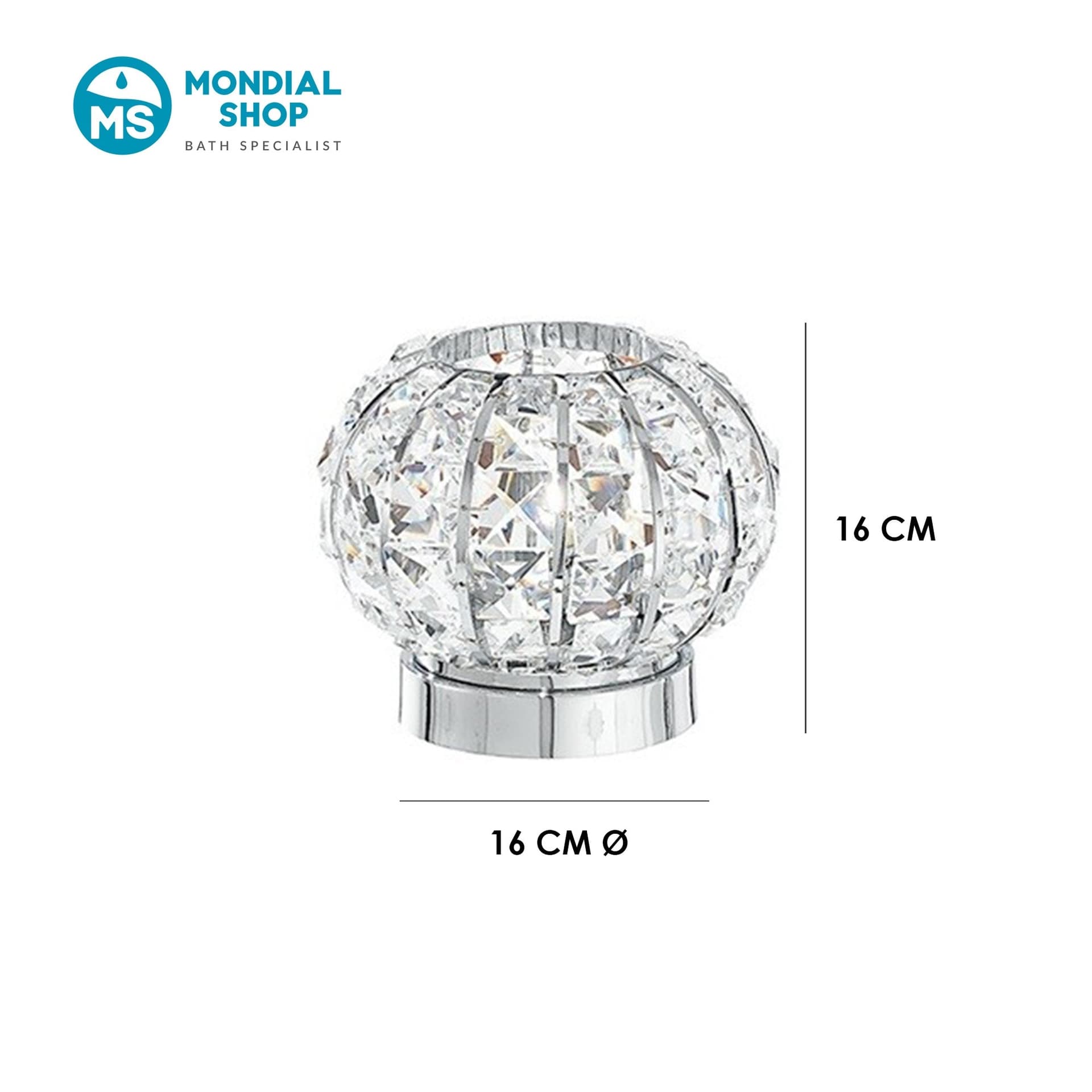 Lampada da Tavolo Tonda Con cristalli K9 squadrati In metallo cromo Disponibile in 2 dimensioni G9 - 5