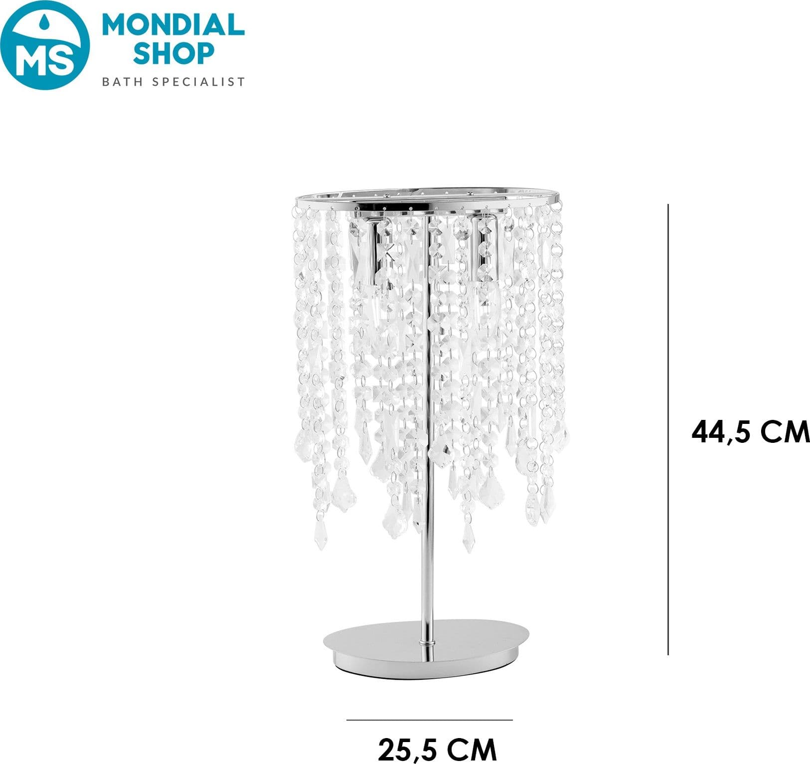 Lampada da tavolo o comodino Classica Adatta per soggiorno e camera Con cristalli K9 e in metallo E14 - 4