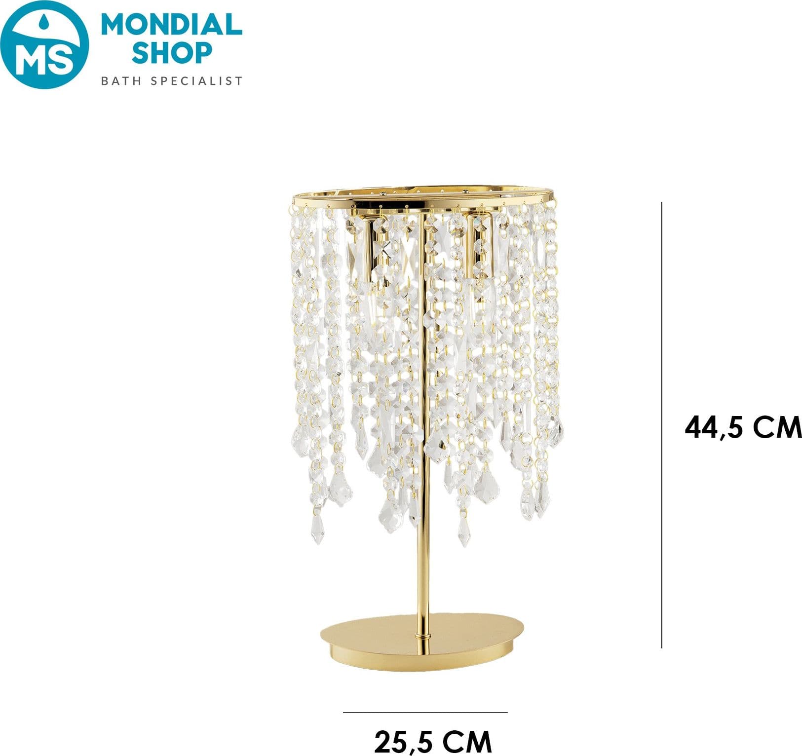 Lampada da tavolo o comodino Classica Adatta per soggiorno e camera Con cristalli K9 e in metallo E14 - 9
