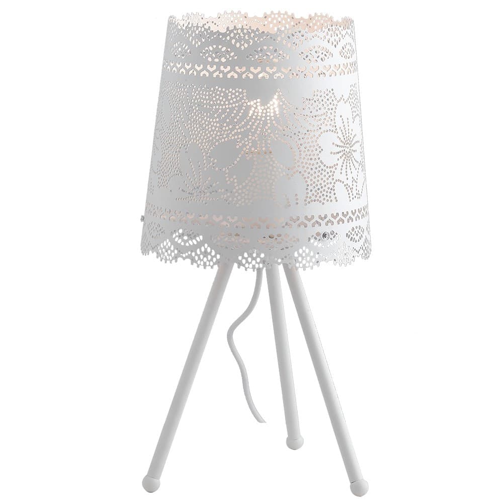 Lampada da Tavolo Moderna Adatta per camera e soggiorno Treppiede Bianco Design pizzo E27 - 3