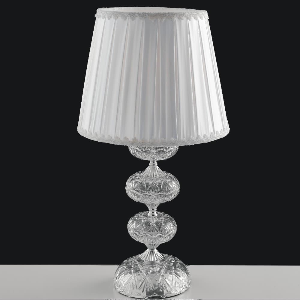 Lampada da Tavolo Elegante Adatta per salotto e camera In cristallo cromo e tessuto E27 - 3
