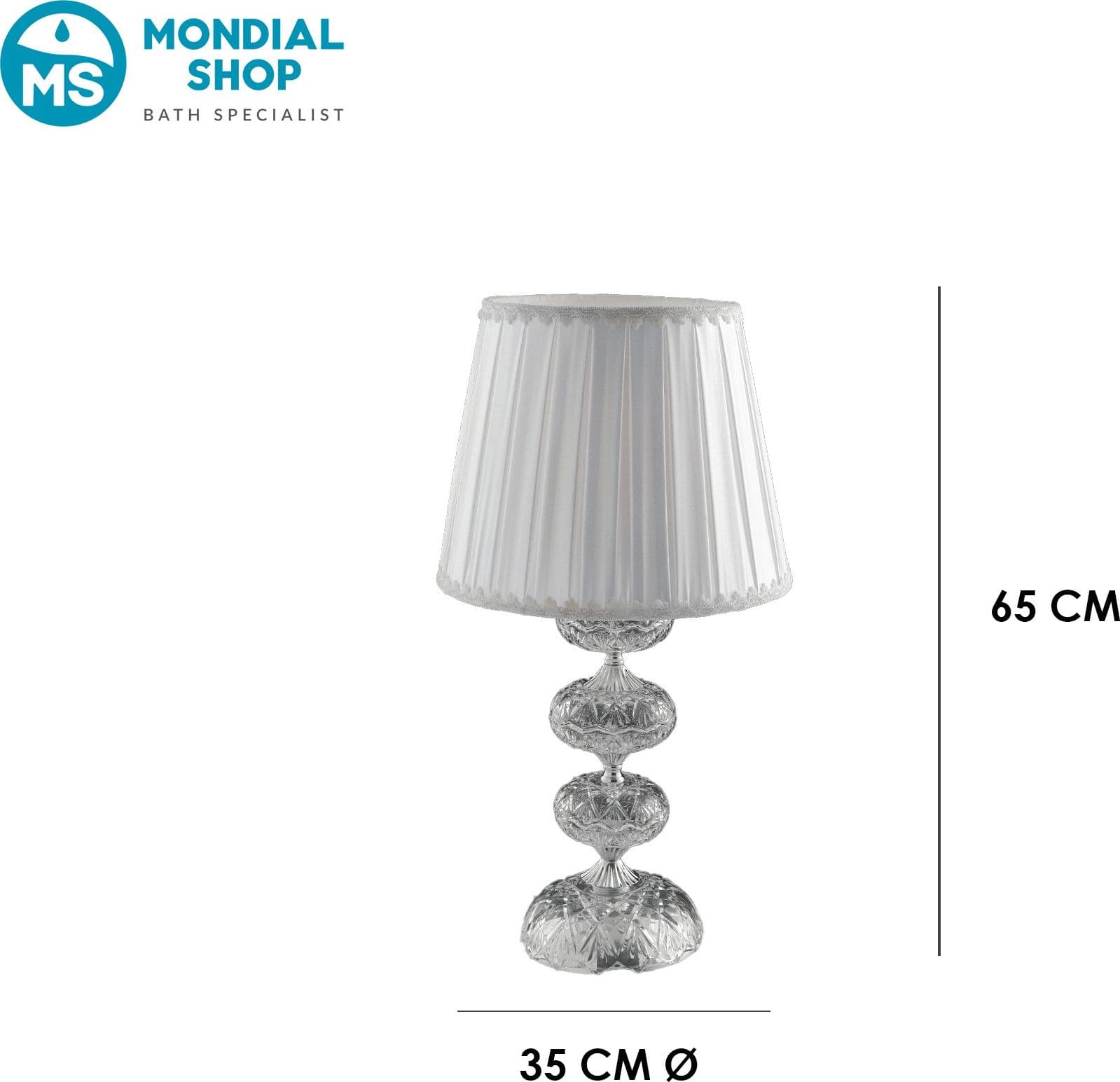 Lampada da Tavolo Elegante Adatta per salotto e camera In cristallo cromo e tessuto E27 - 4