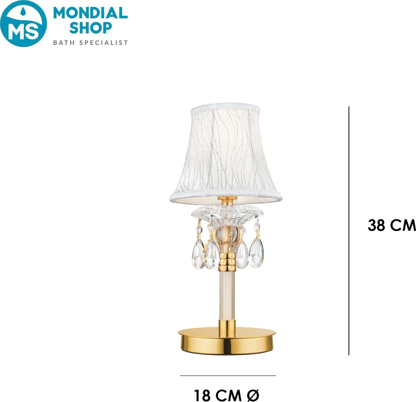 Lampada da tavolo o scrivania Elegante Adatta per salotto e camera In oro con cristalli K9 E27 - 5