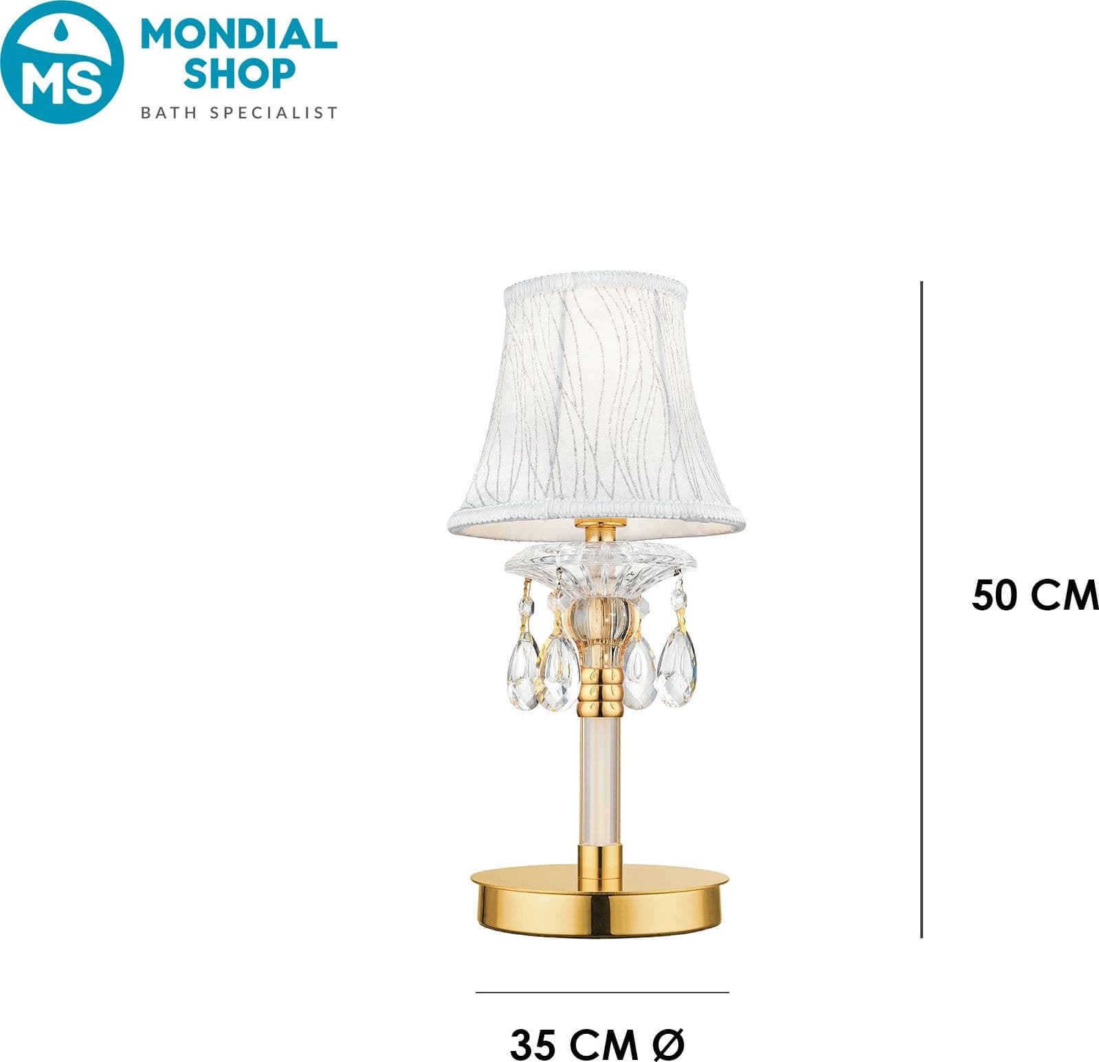 Lampada da tavolo o scrivania Elegante Adatta per salotto e camera In oro con cristalli K9 E27 - 6
