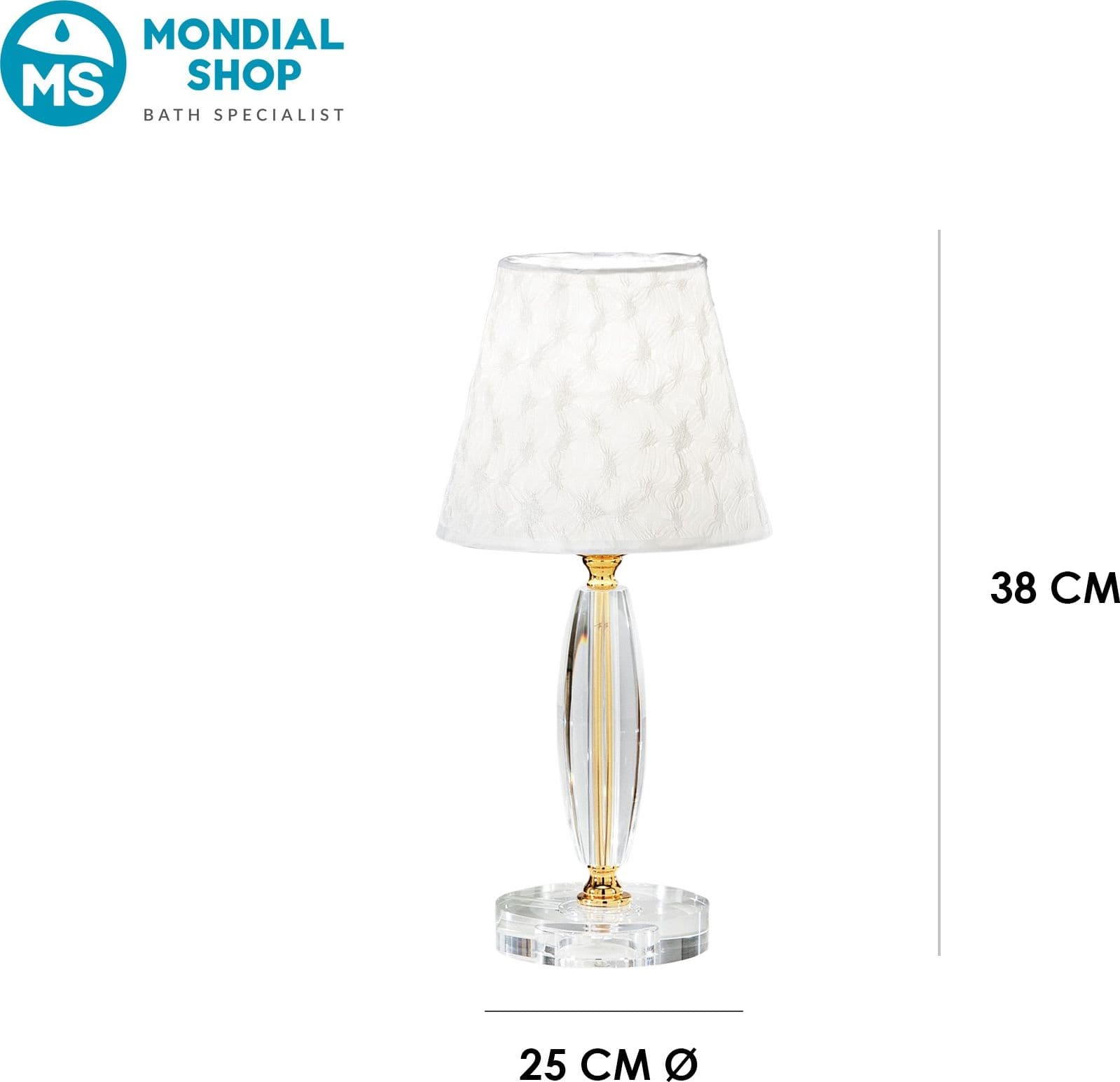Lumetto da Tavolo Classico Con struttura in cristallo e finiture oro Adatto a camere e salotti Disponibile in 2 dimensioni E27 - 7