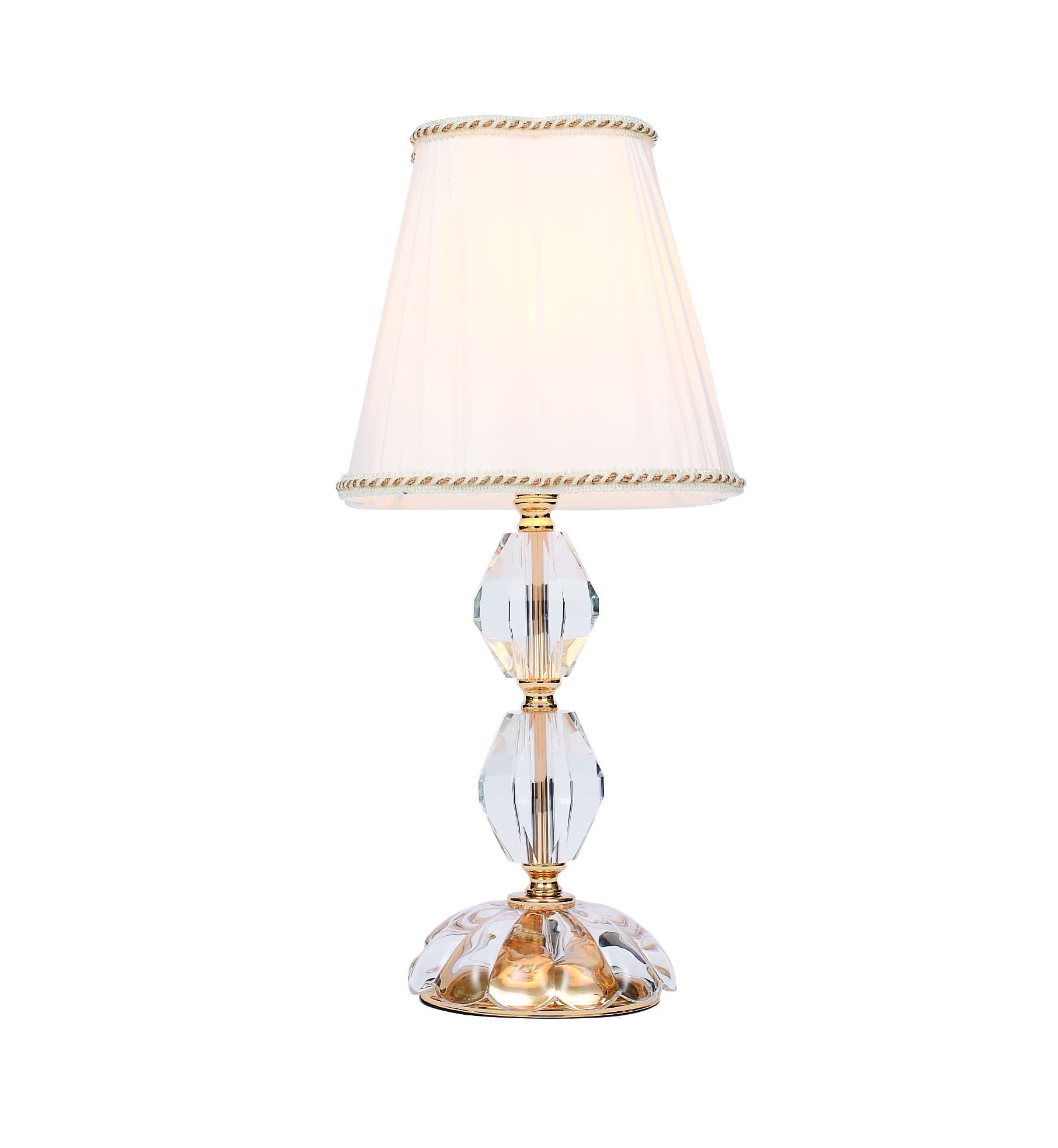 Lampada da Tavolo Elegante Adatta per salotti e camere In cristallo cromo e paralume in tessuto E14 - 7
