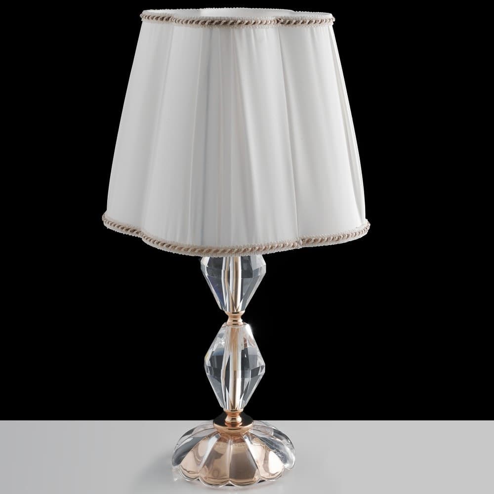 Lampada da Tavolo Elegante Adatta per salotti e camere In cristallo cromo e paralume in tessuto E14 - 3