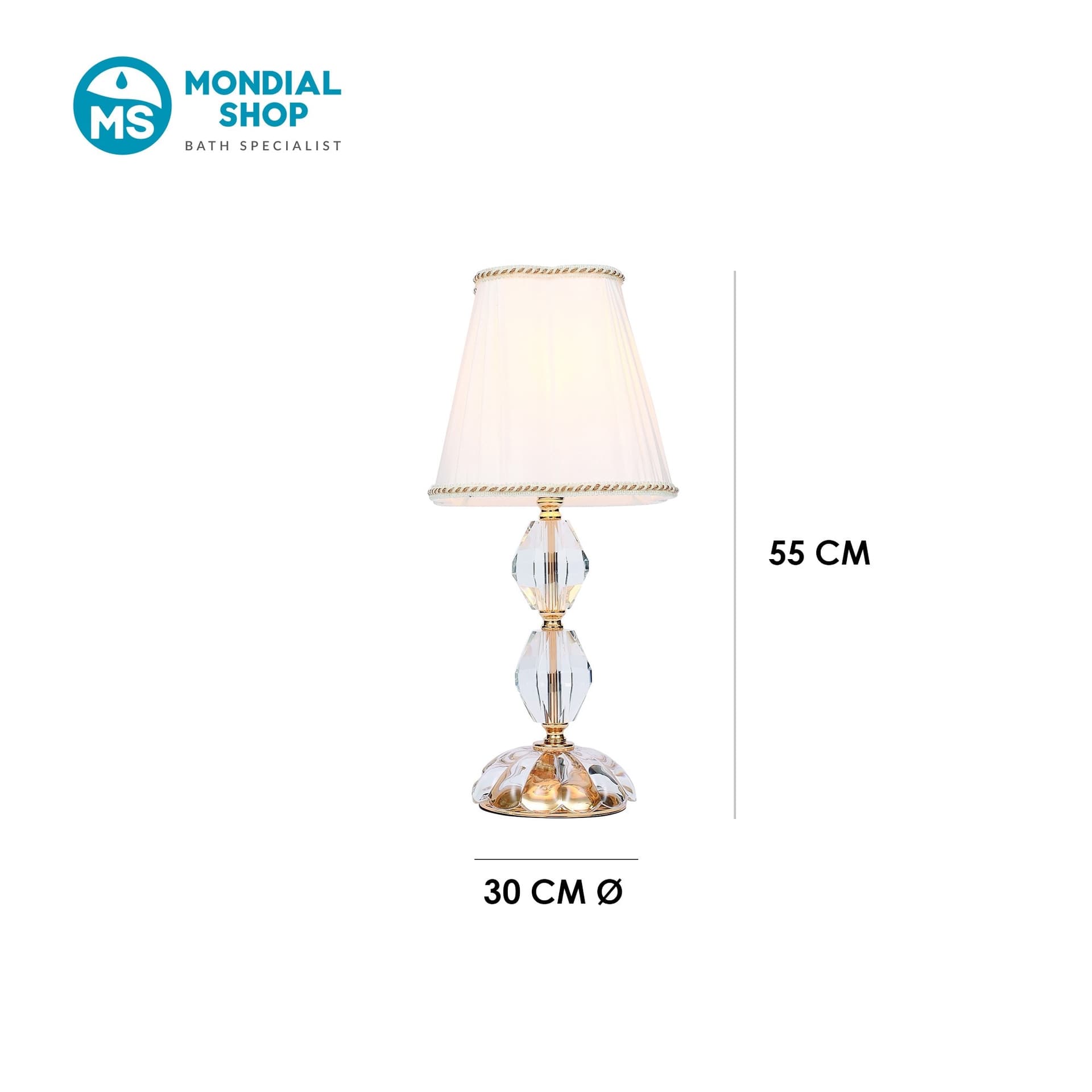 Lampada da Tavolo Elegante Adatta per salotti e camere In cristallo cromo e paralume in tessuto E14 - 4