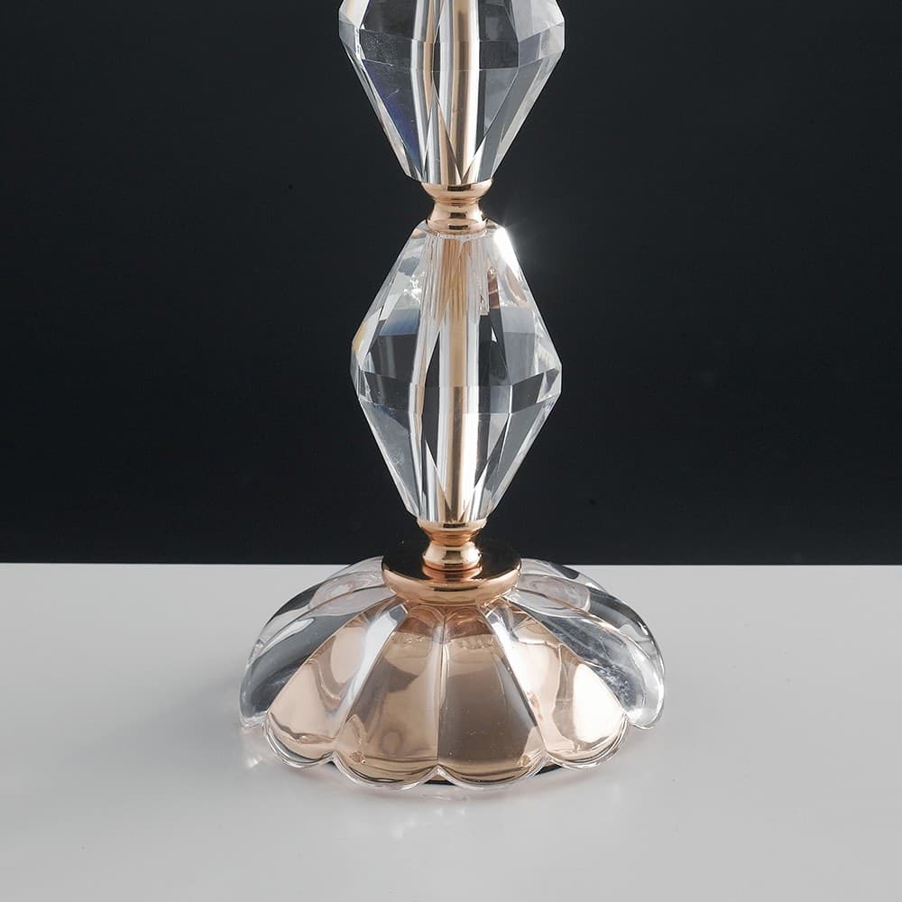 Lampada da Tavolo Elegante Adatta per salotti e camere In cristallo cromo e paralume in tessuto E14 - 5