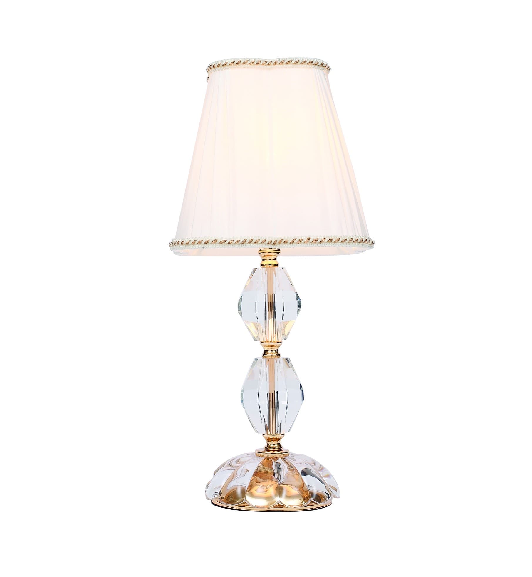 Lampada da Tavolo Elegante Adatta per salotti e camere In cristallo cromo e paralume in tessuto E14 - 6