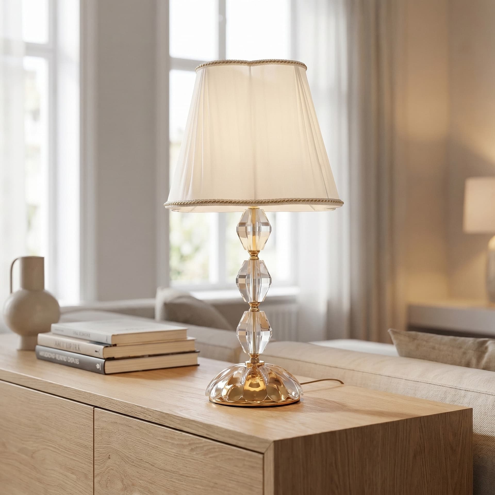 Lampada da Tavolo Elegante Adatta per salotto e camera In cristallo cromo Disponibile in cromo o oro E27 - 2
