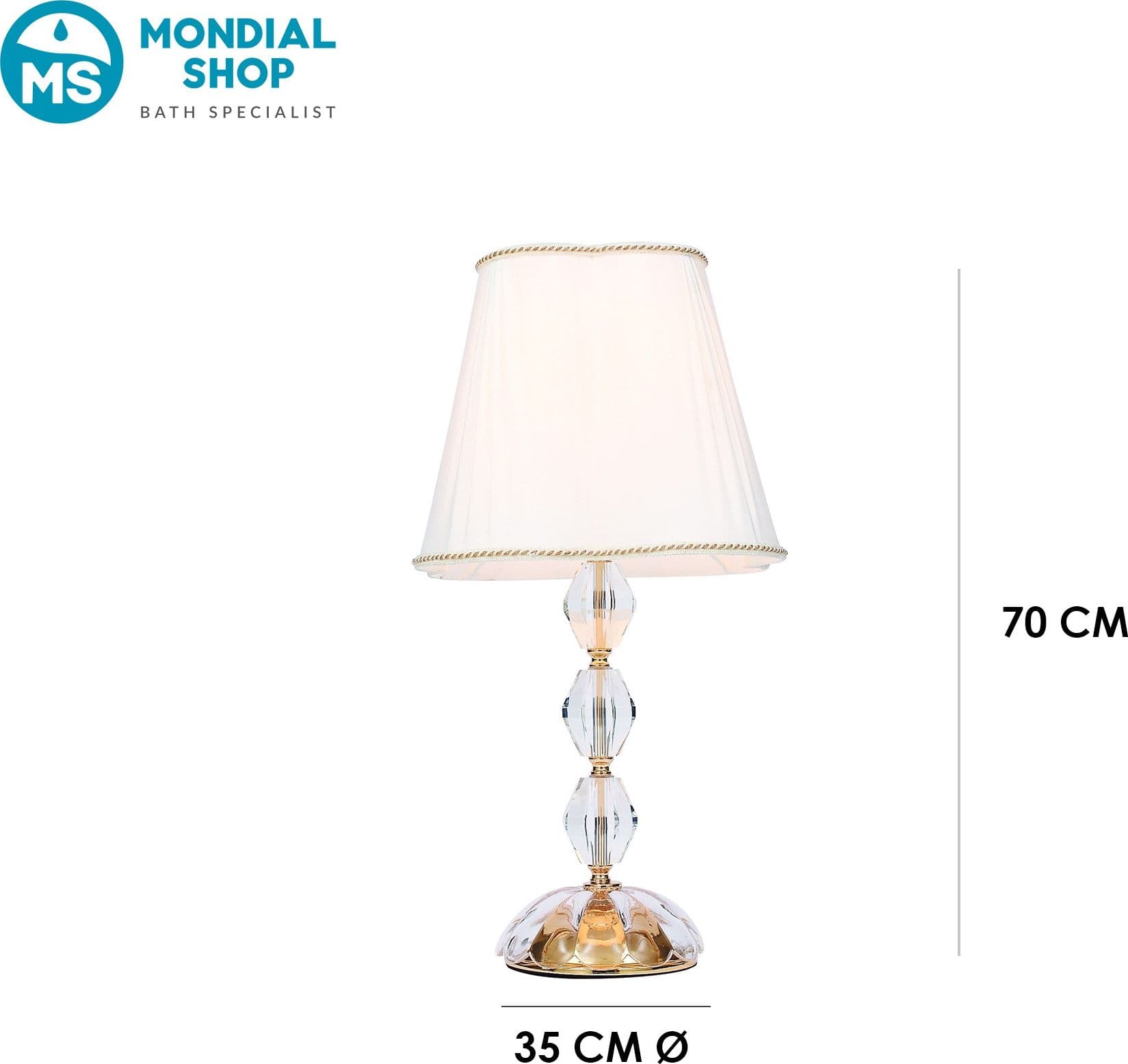 Lampada da Tavolo Elegante Adatta per salotto e camera In cristallo cromo Disponibile in cromo o oro E27 - 4