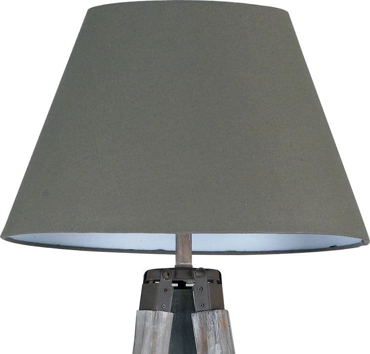 Piantana Treppiedi Legno Paralume Tessuto Grigio Tortora Lampada da Terra Moderna E27 - 3