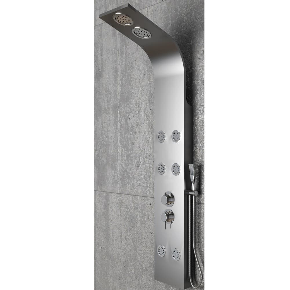 Colonna Doccia 013 Acciaio Inox 3 Funzioni 6 Bocchette Idro Lombari L22xP44xH165 - 6