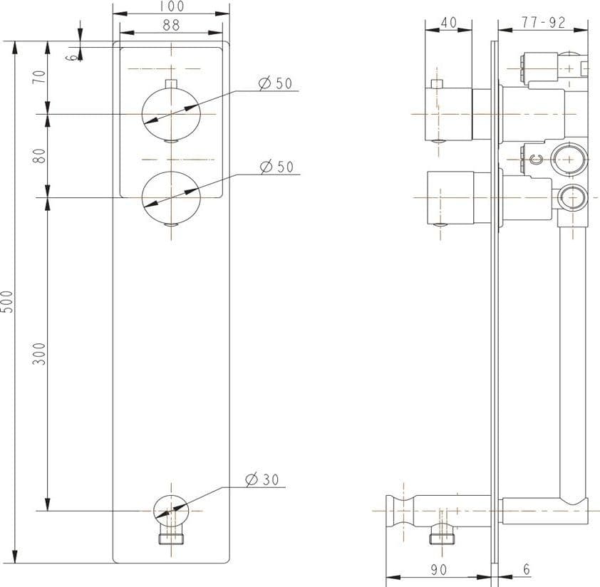 Wall Kit A Parete Termostatico Da Incasso A Muro Cromato Deviatore Doccetta Doccia - 2