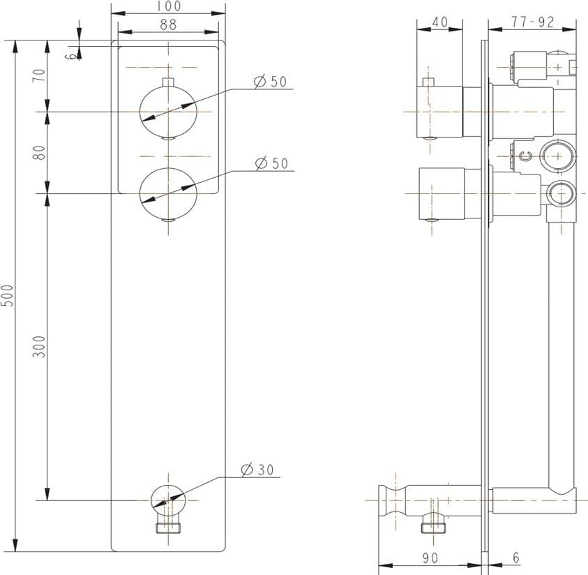 Wall Kit A Parete Termostatico Da Incasso A Muro Cromato Deviatore Doccetta Doccia - 2
