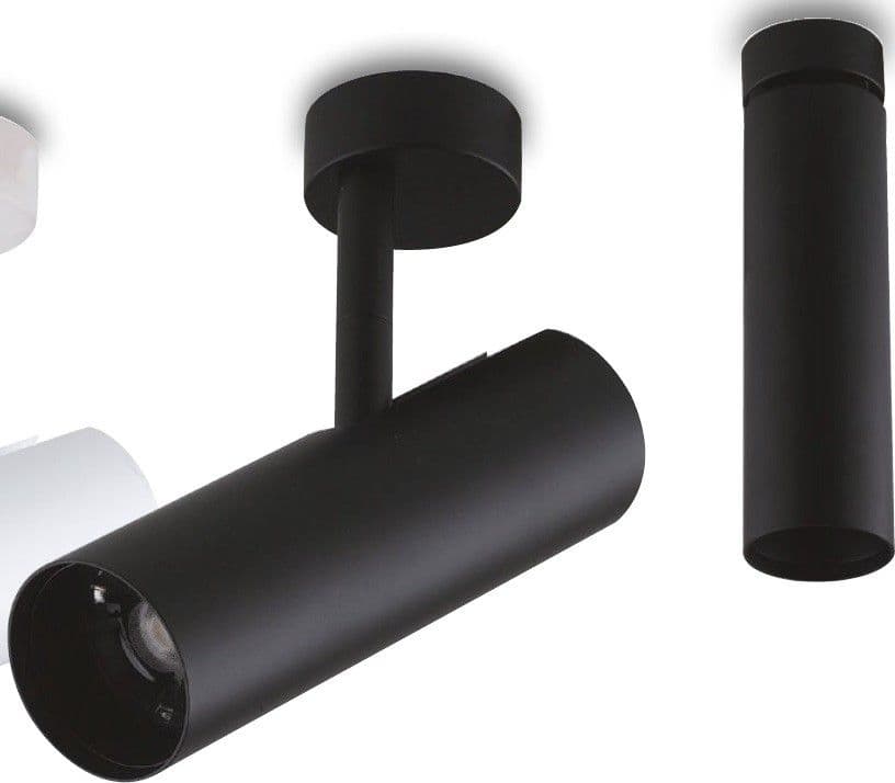 Faretto da soffitto orientabile a led in alluminio nero led cob integrato A+ luce naturale K 7 W - 3
