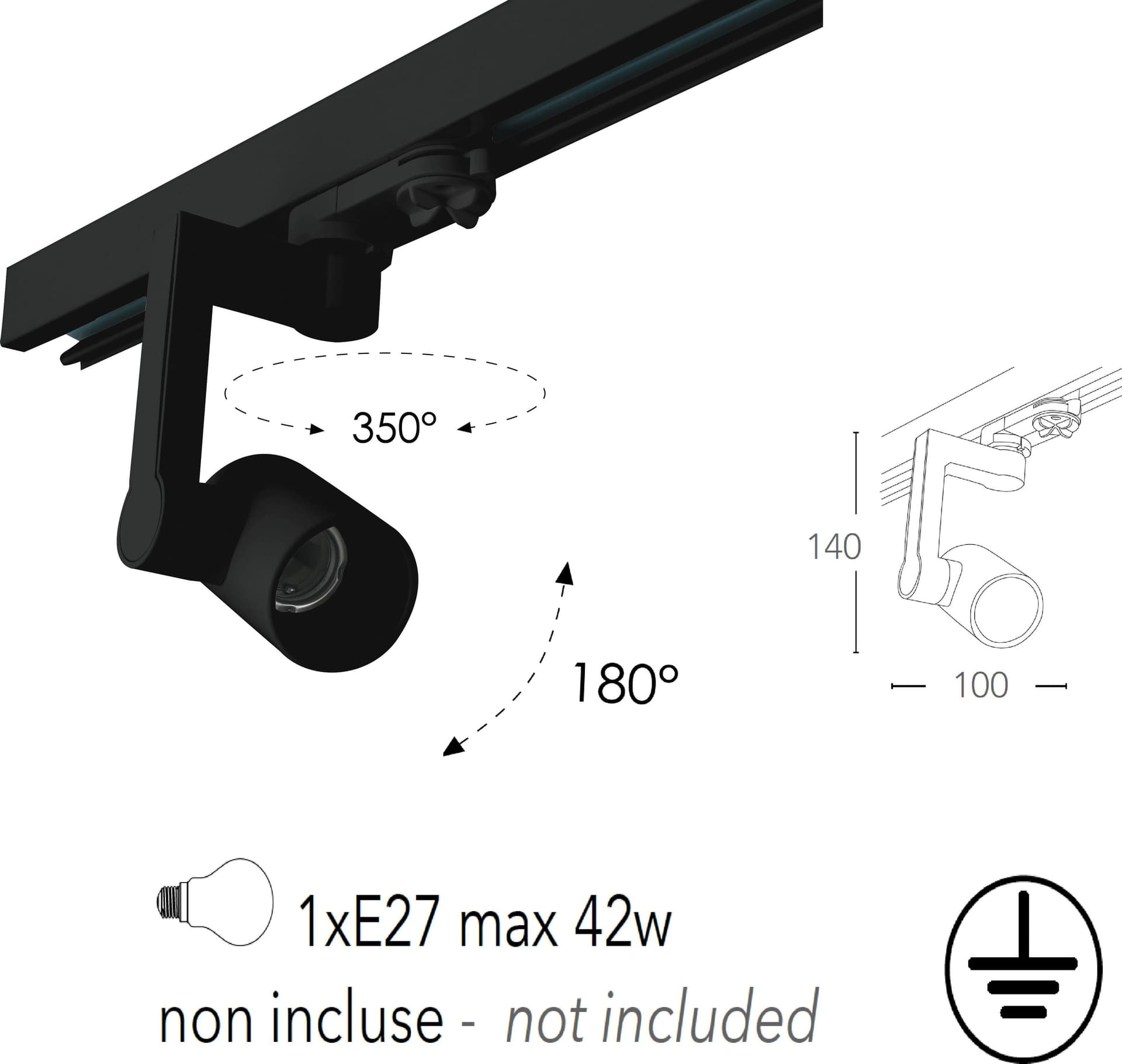 Proiettore faro binario Express led con adattatore trifase attacco E27 nero max 42 W - 2