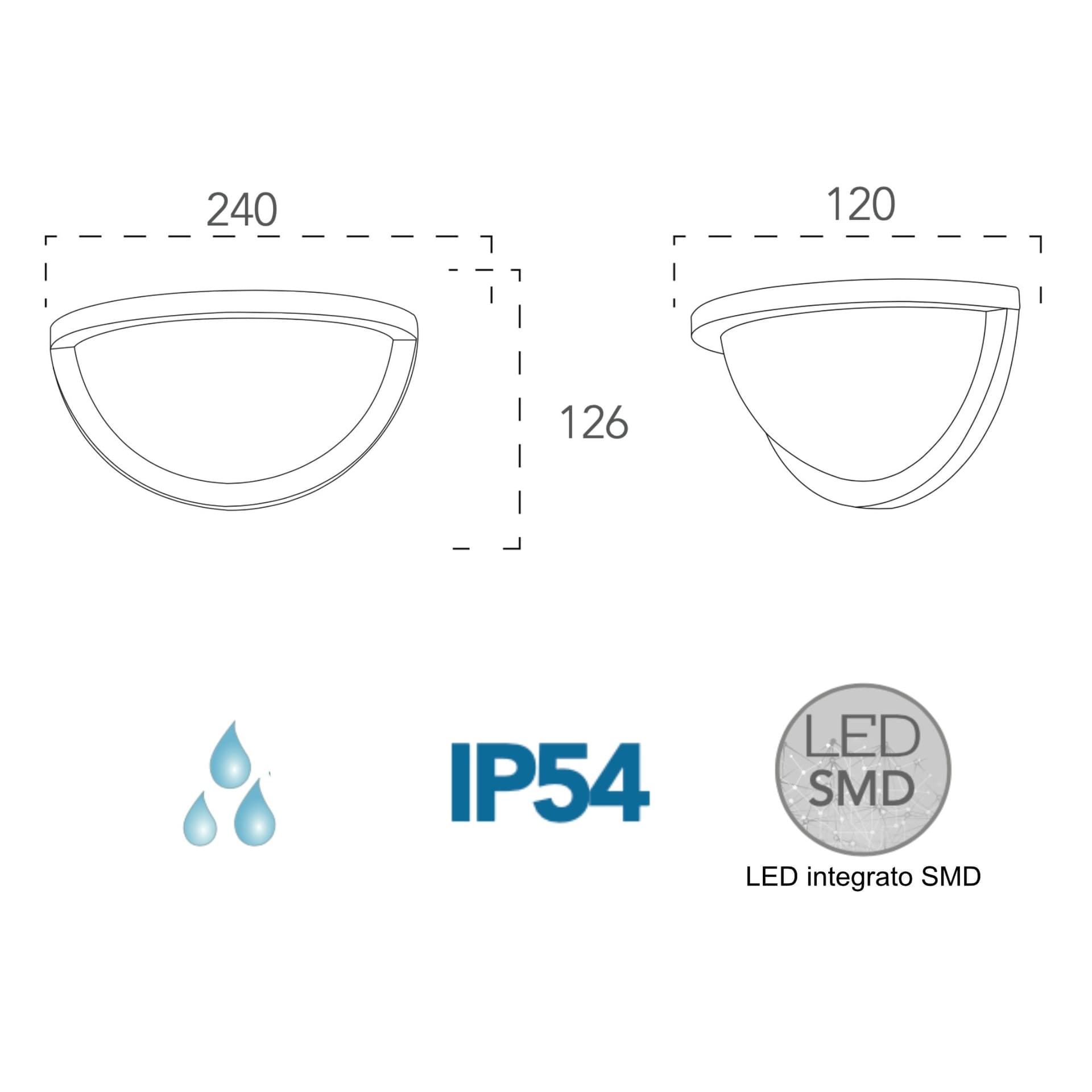 Applique da parete per esterno 10w a led nera Soft - 2