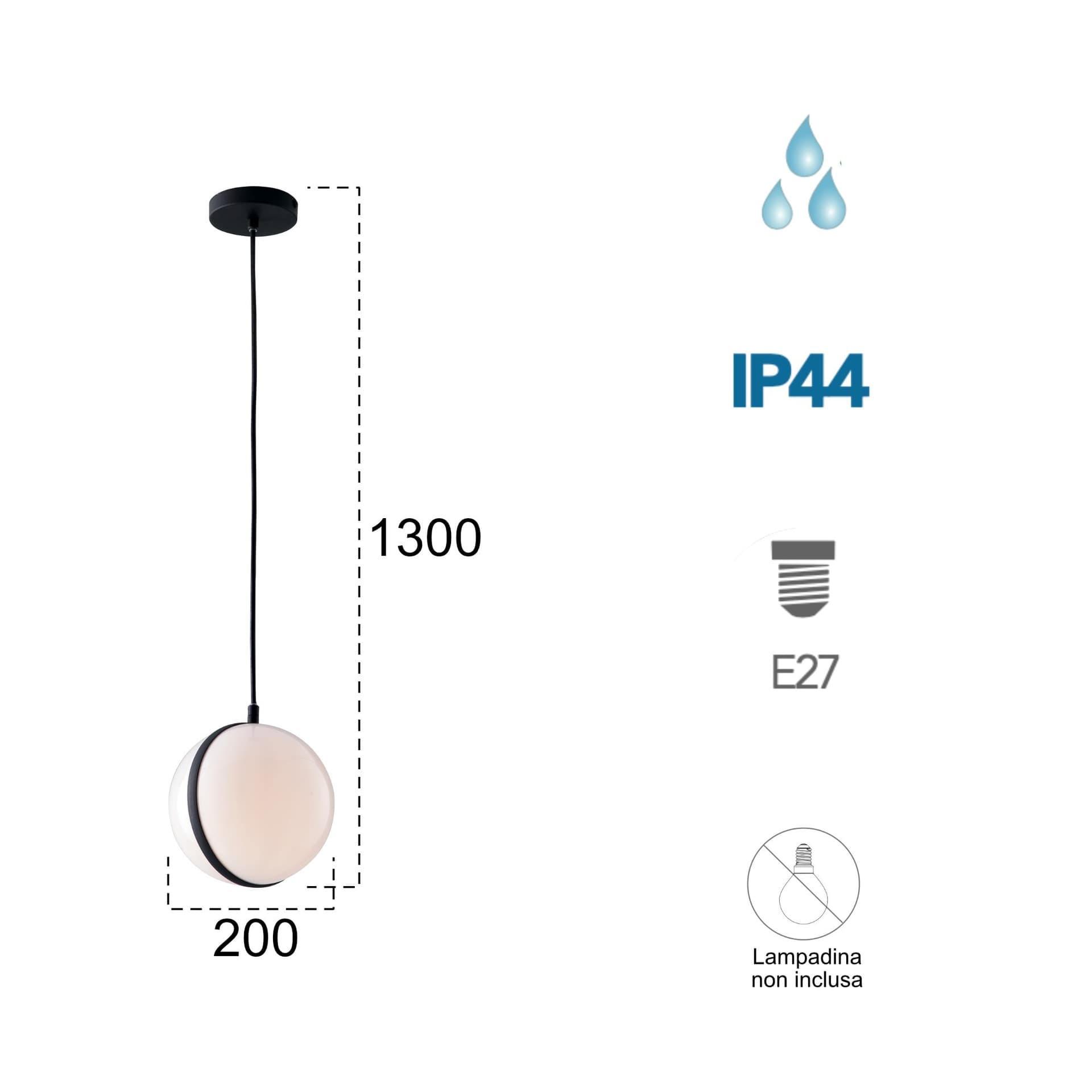Lampadario a sospensione 60W E27 nero Orb - 2