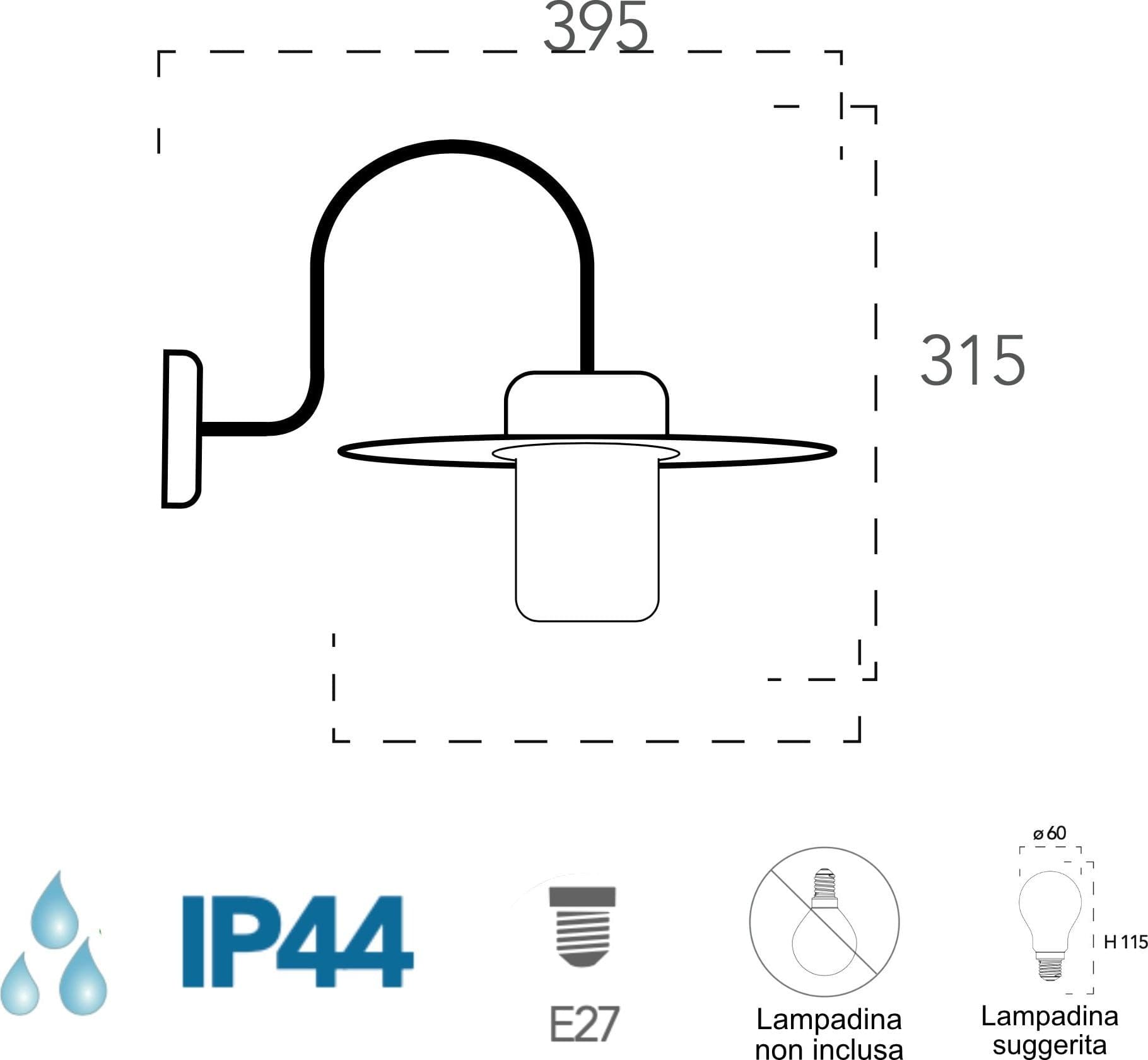 Applique da parete per esterno 60W E27 nera Saxon - 2