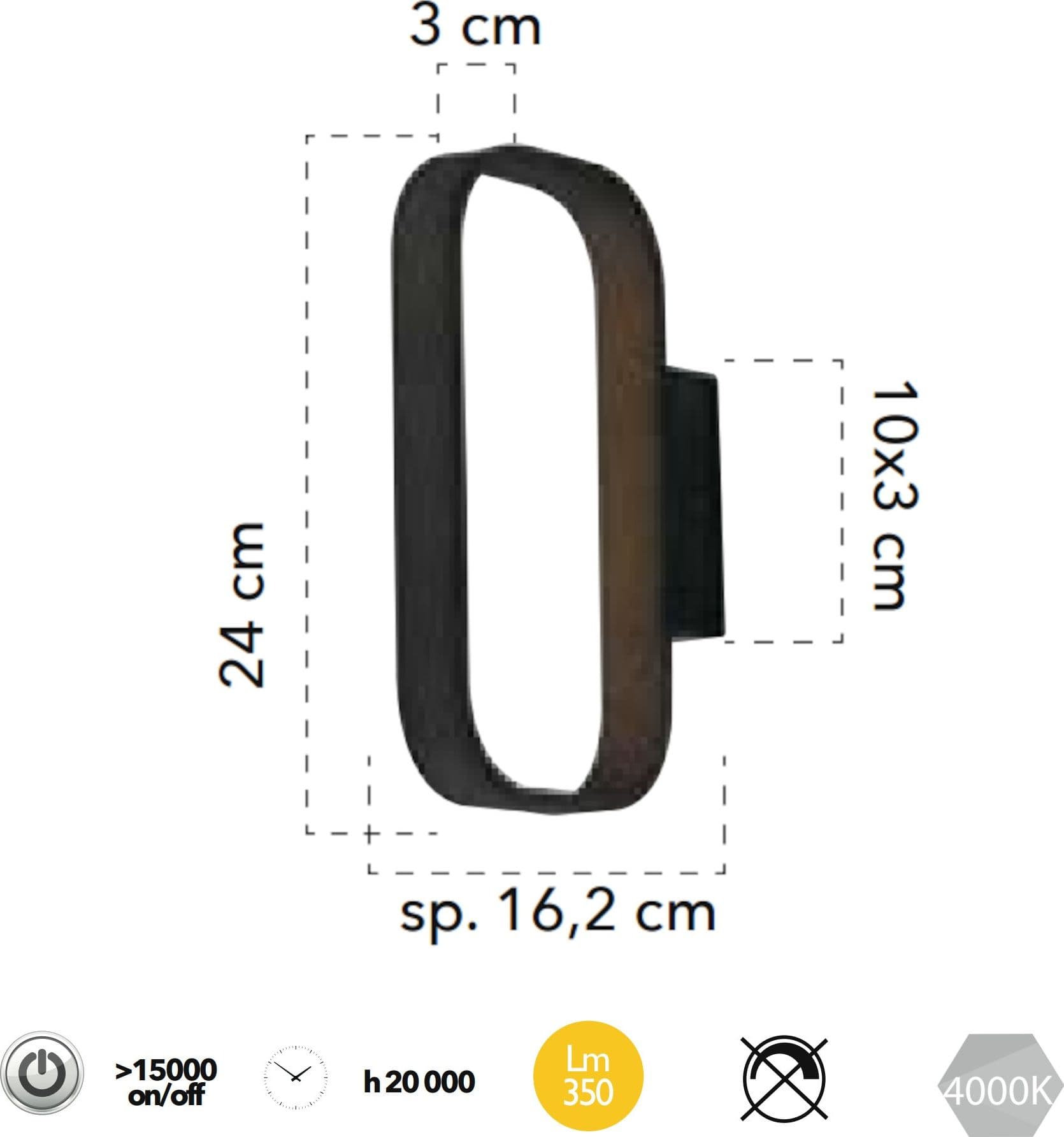 Applique Moderna LED 5W Ovale Marrone - 3