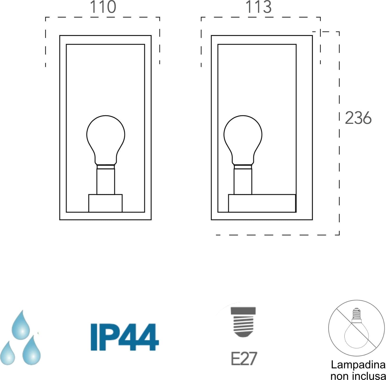 Applique da parete per esterno 42w E27 bronzo Lamp - 2
