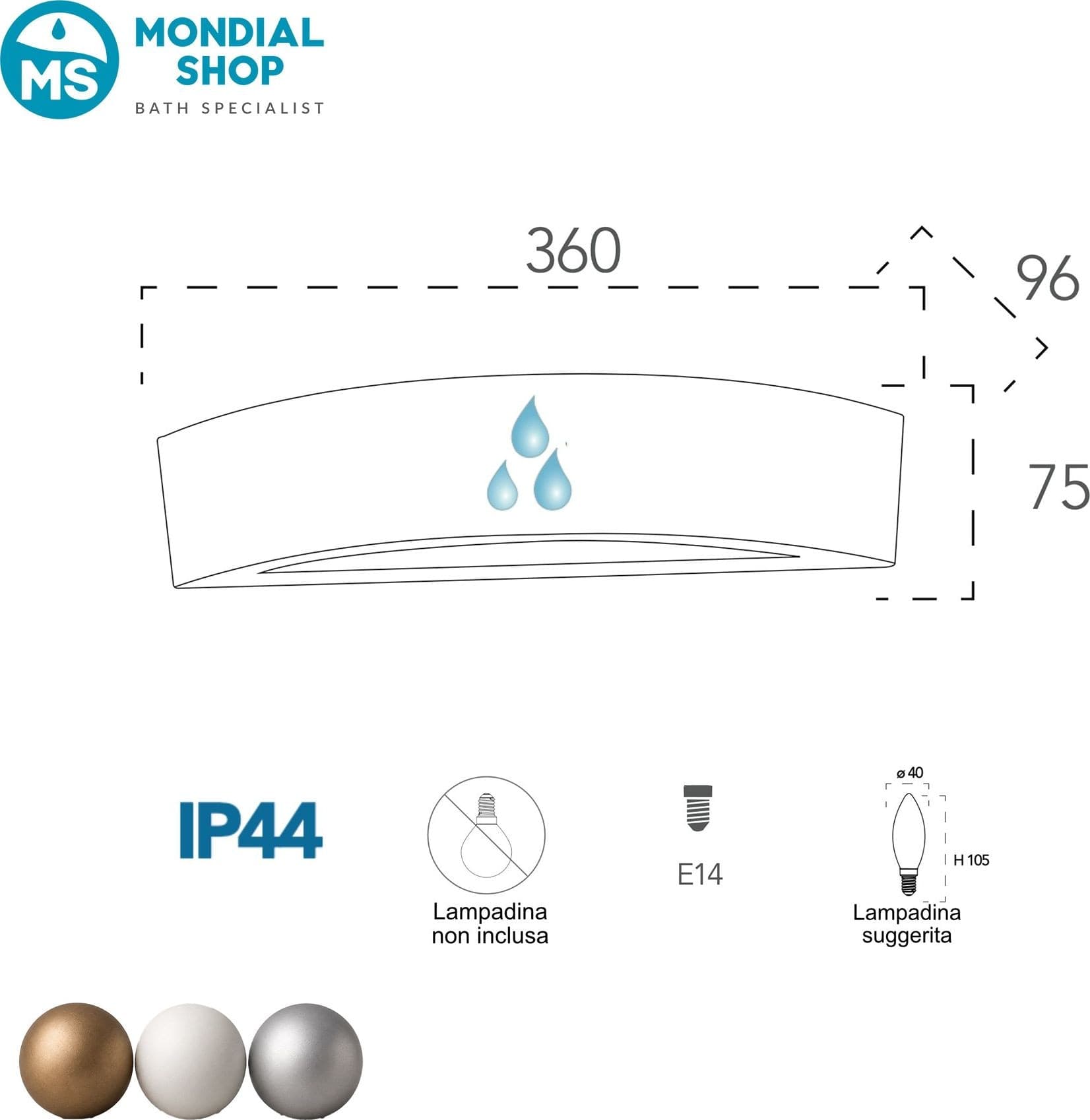 Applique da parete per esterno 2x40w E14 a doppia emissione disponibile in 3 varianti - 11