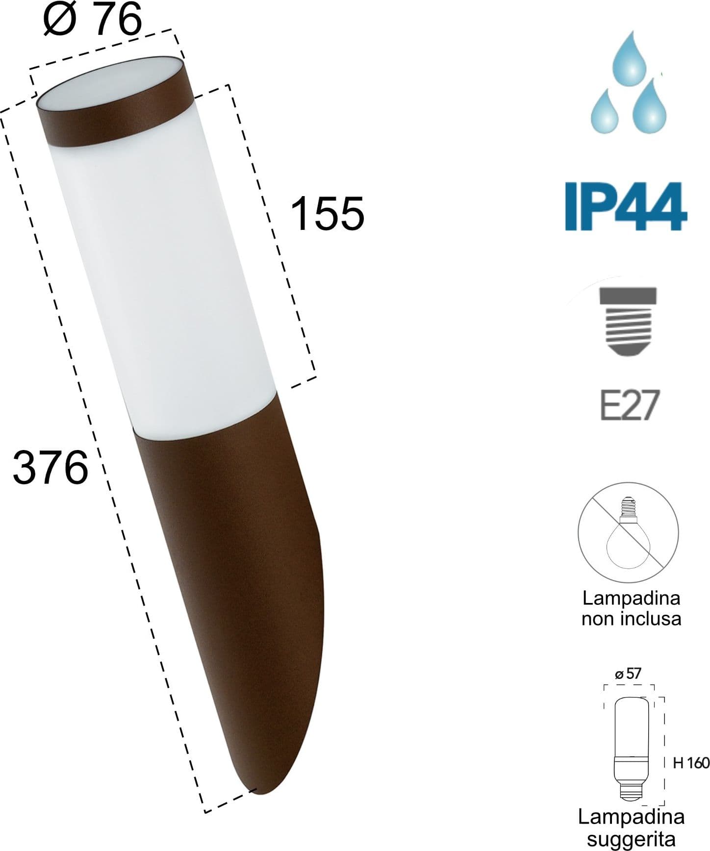 Applique da parete per esterno 40W E27 bronzo Onsen - 2