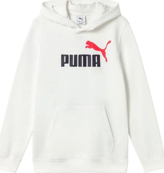 Puma Felpa Bambino con Cappuccio – Cotone e Poliestere Riciclato, Vestibilità Regolare, Tasca Marsupio Bianco