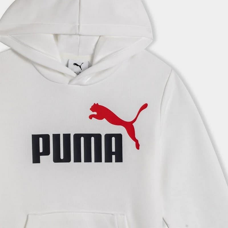 Puma Felpa Bambino con Cappuccio – Cotone e Poliestere Riciclato, Vestibilità Regolare, Tasca Marsupio Bianco - 4