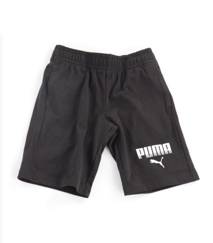 Puma Pantaloncini Bambino ESS Graphic in Cotone – Shorts Sportivi Ragazzo con Vita Elasticizzata Nero