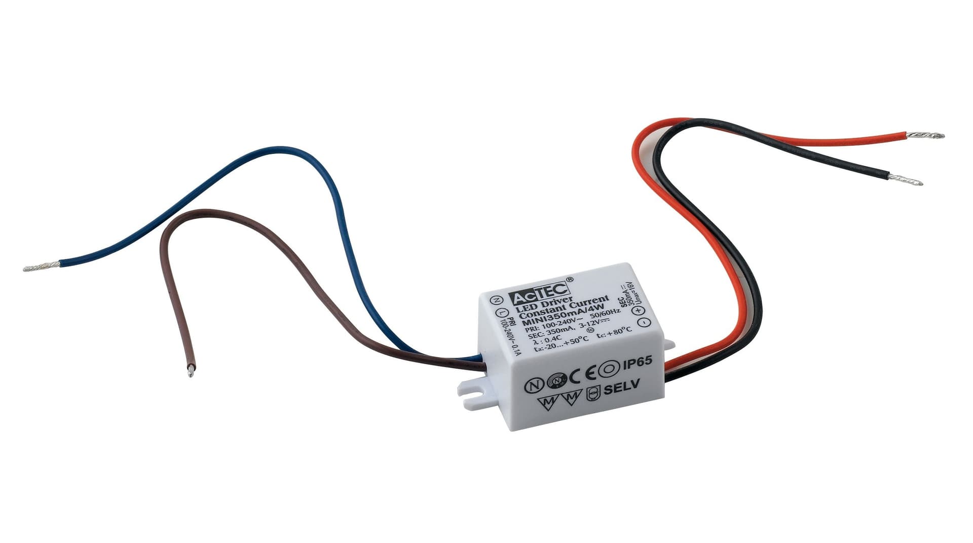 Driver 4W alimentatore per luce led output 350mA 2-12V DC input 100-240V 0,08A IP65 - 2
