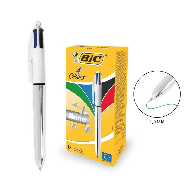 Bic - Penna 4 Colori Shine fusto Argento singola - 2